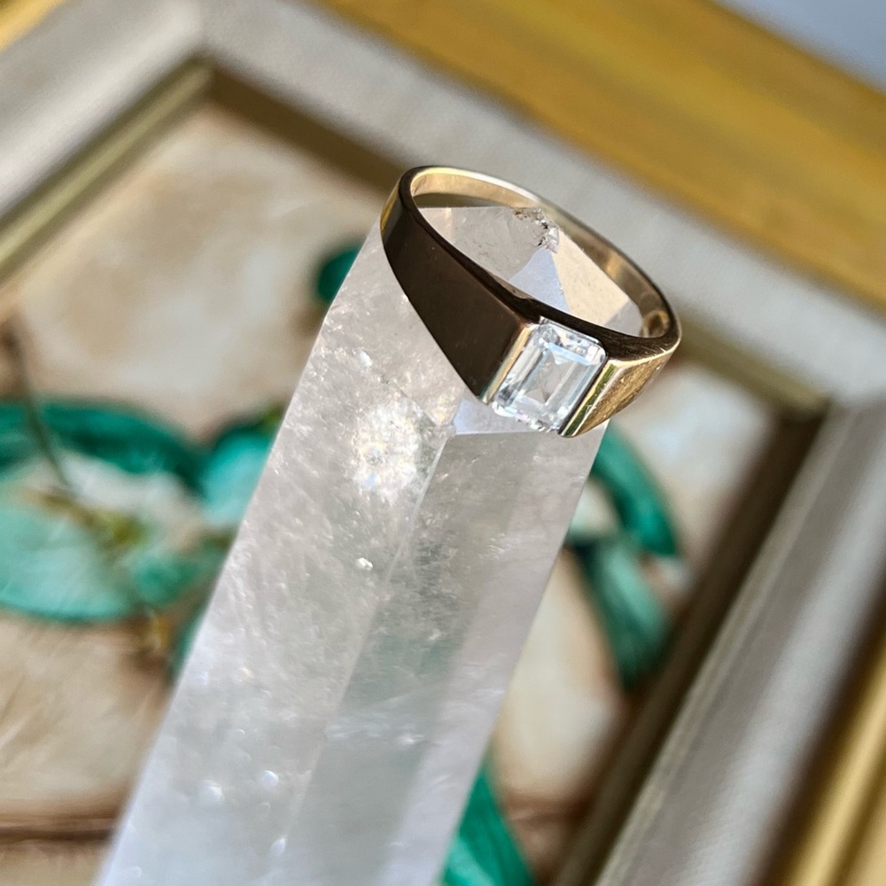 vintage 14K gold CZ mens ring - Picture 7 of 16
